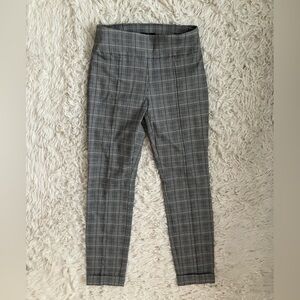 Lord & Taylor Black and White Glen Plaid Petite Pants with Tan Accents